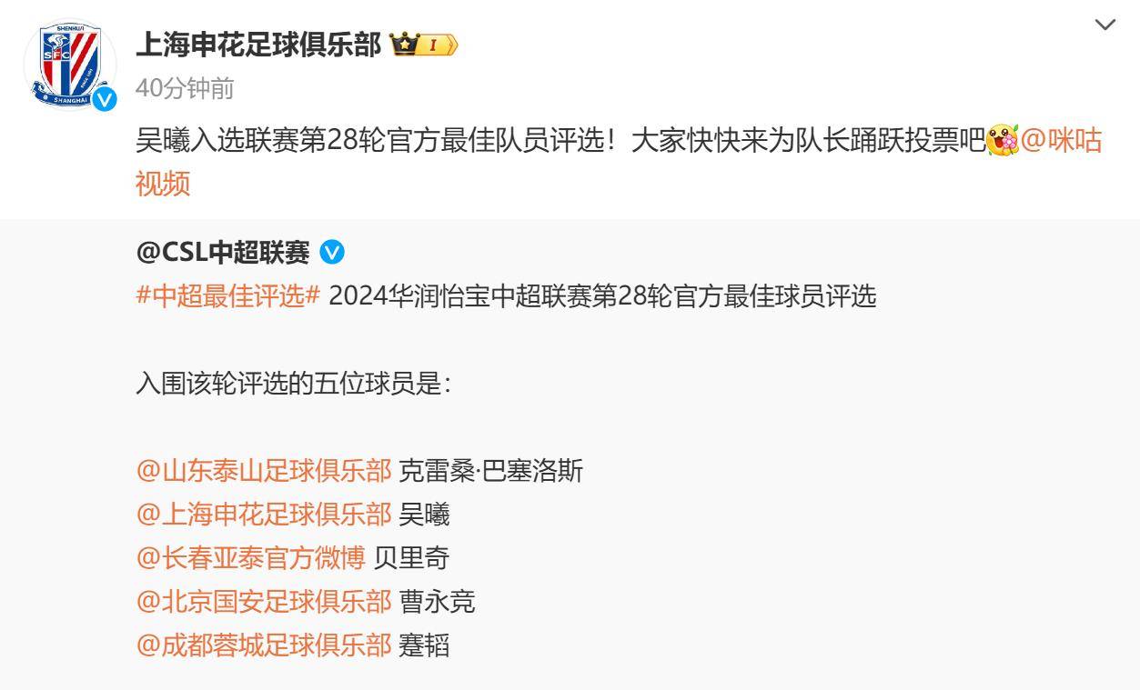 中超最佳阵容：吴曦传射助申花登顶新鹏城新援首秀戴帽(中超申花吴曦简介)