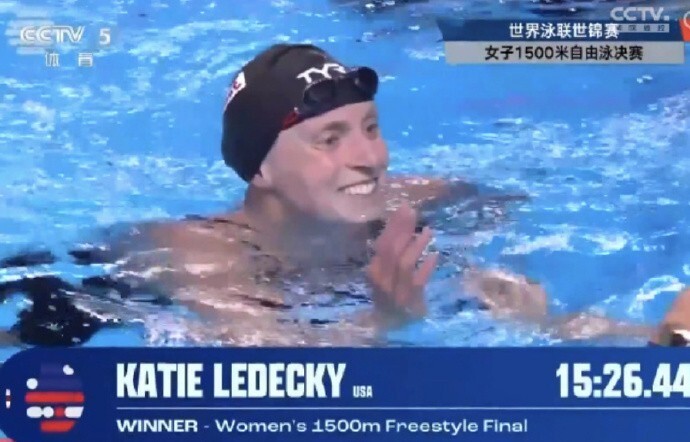 关于世锦赛女子800米自由泳决赛：莱德基破世锦赛纪录夺冠，李冰洁第5的信息